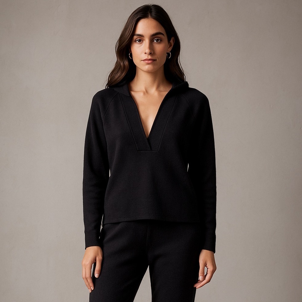 Elizabeth and James V Neck Long Sleeves Black Cashmere Size XS